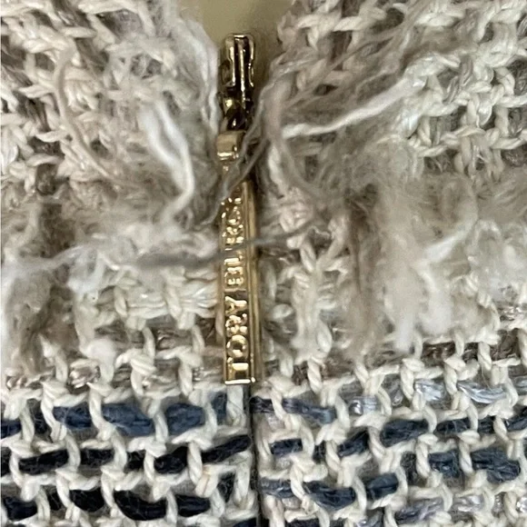 Tory Burch Blue Cream Sheath Midi Dress Bateau Neckline - Picture 11 of 14